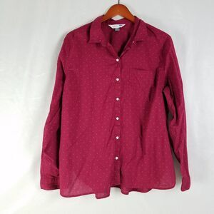 Old Navy Classic Shirt Womens XXL Red Semi Sheer Long Sleeve Pocket Button Up